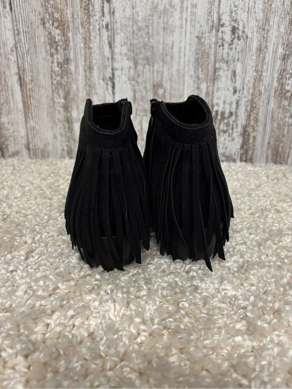 Adams Black Suede Fringe Ankle Boot